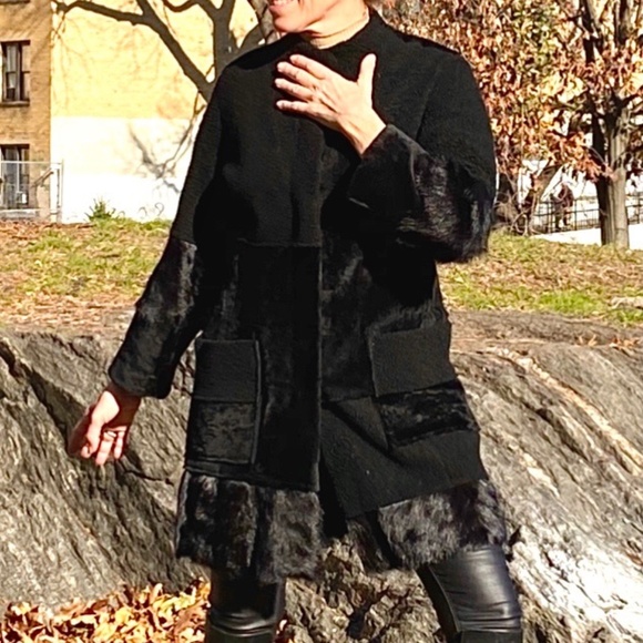 Shearling Black Coat-Nigel Preston Small